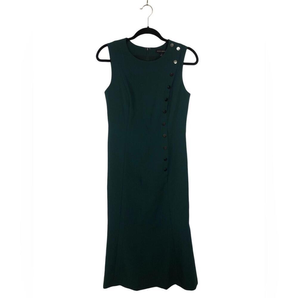Banana Republic Dress Sleeveless Asymmetrical Buttons Fitted Waist Flared Skirt